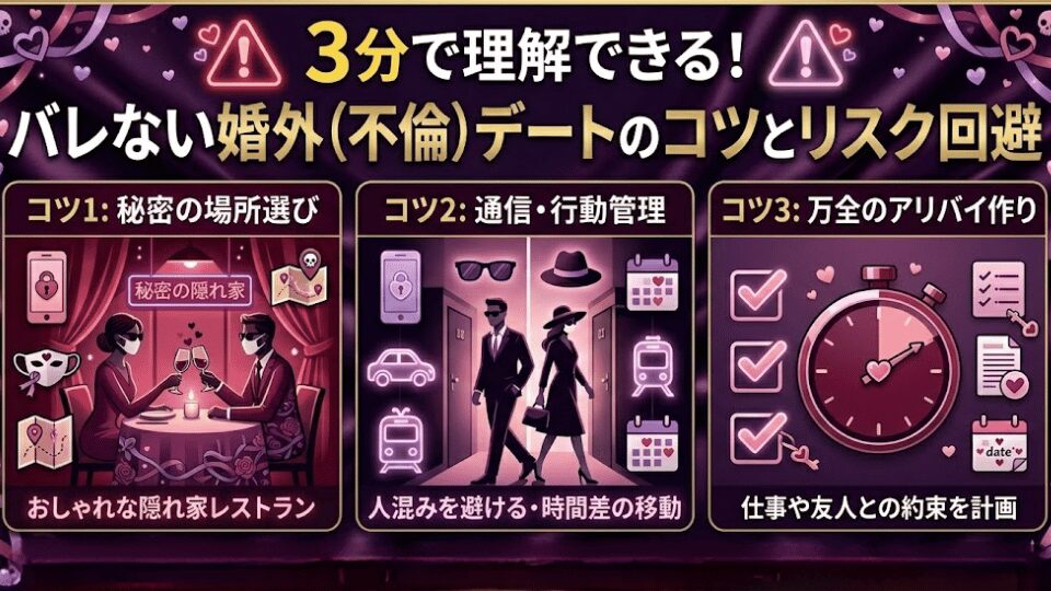 3分で理解できる！バレない婚外（不倫）デートのコツとリスク回避