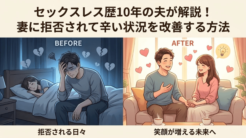 セックスレス歴10年の夫が解説!妻に拒否されて辛い状況を改善する方法