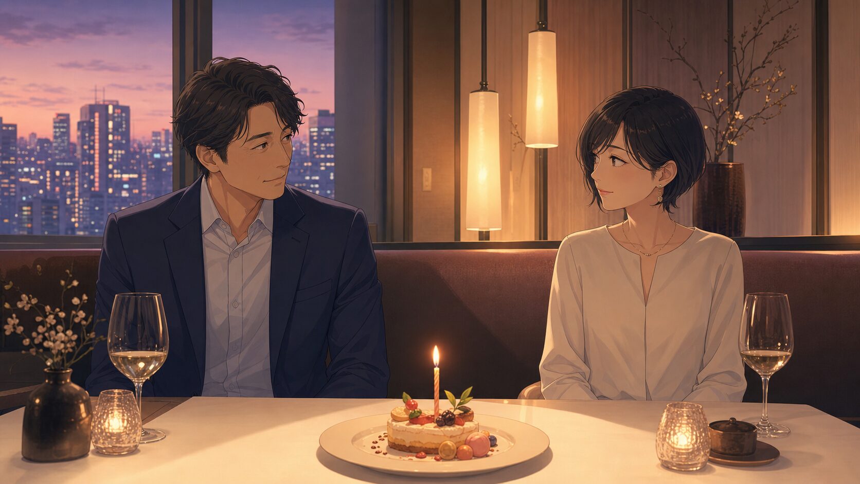 婚外恋愛の誕生日に当日二人きりで食事をする男女