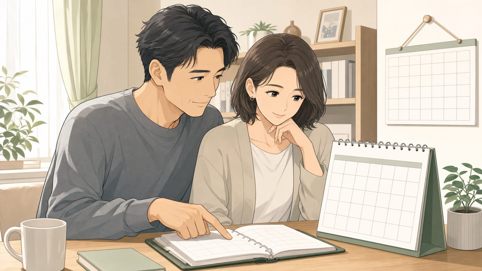 夫婦の夜の頻度の目安をカレンダーで話し合う夫婦
