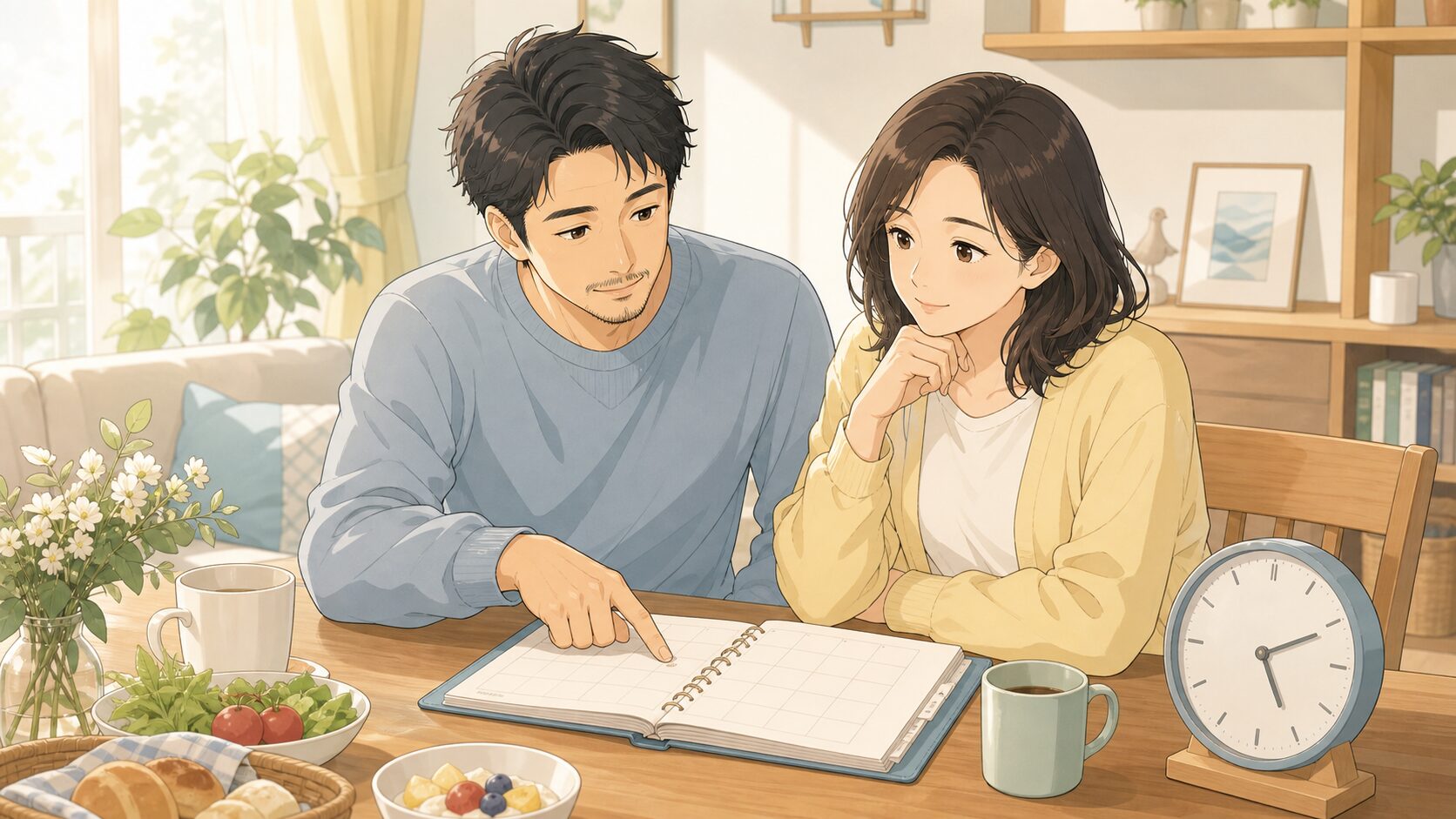 夫婦の夜のタイミングを曜日や時間帯で話し合う夫婦