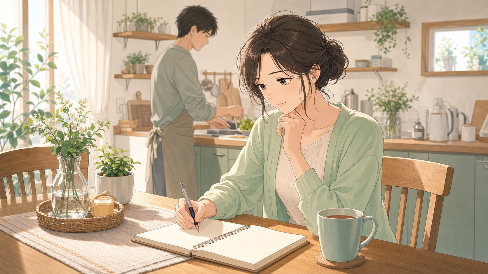 旦那に浮気される夢を見た後に気持ちをノートへ書き出す女性