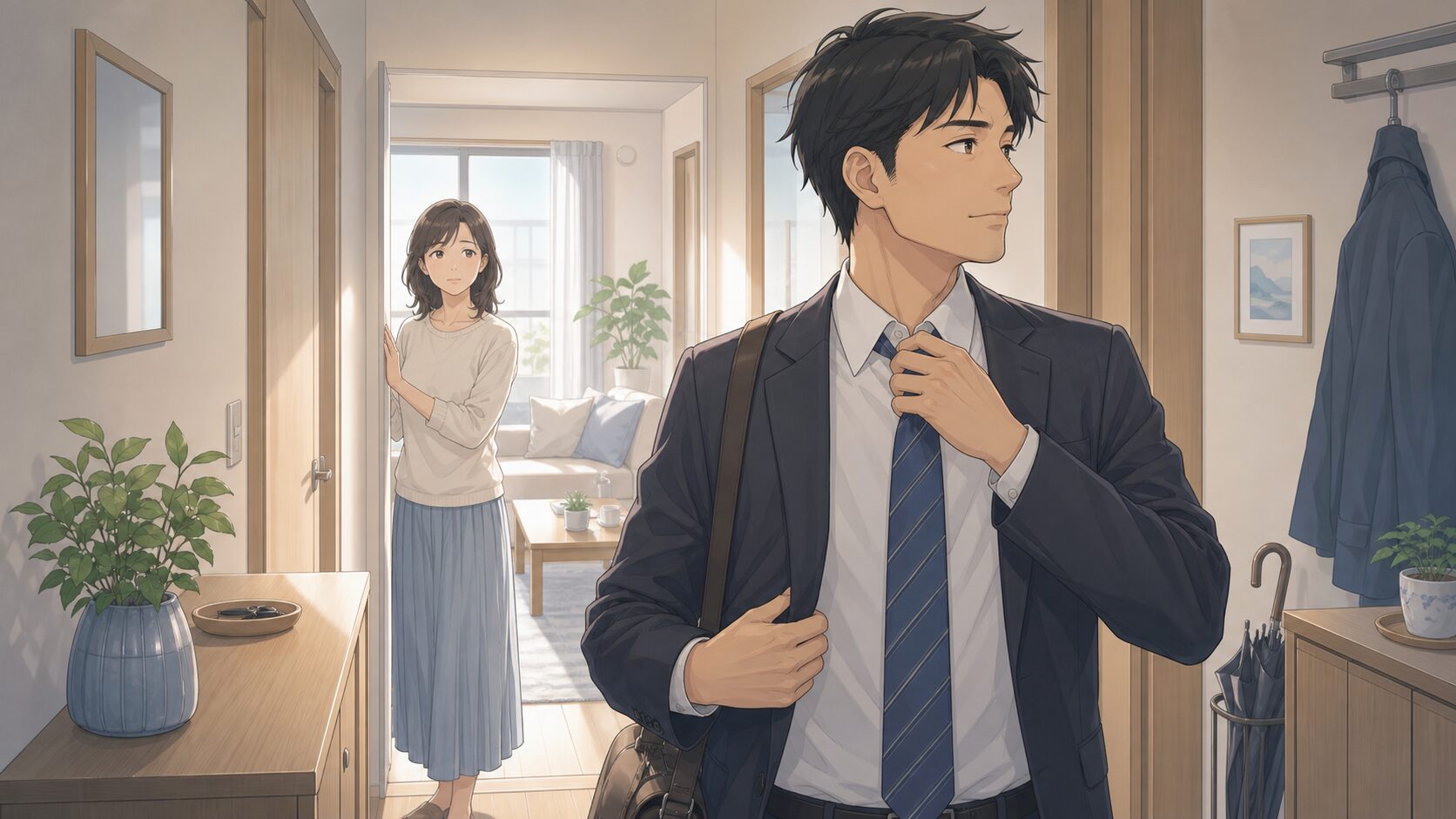 夫の服装や行動の変化に違和感を覚える妻