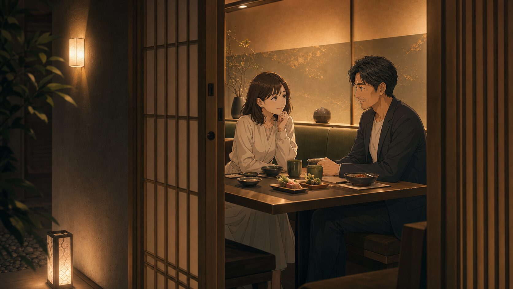 個室レストランで人目を避けて過ごす既婚者のデート