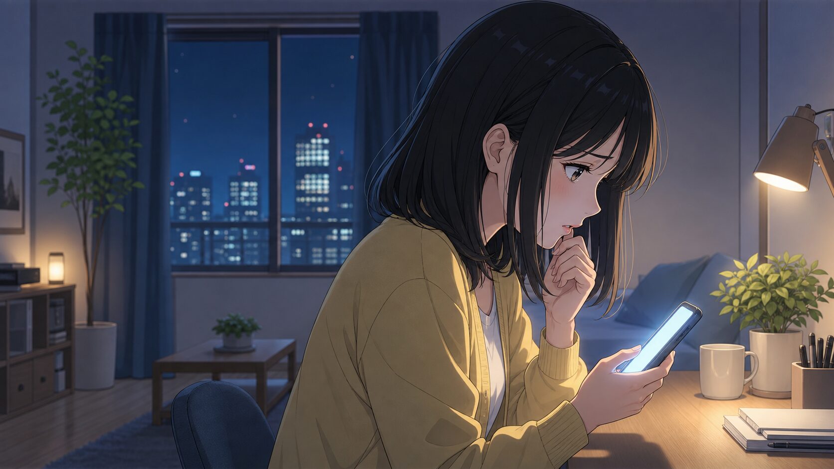 夜に既婚男性からの連絡へすぐ返信したくなって悩む女性