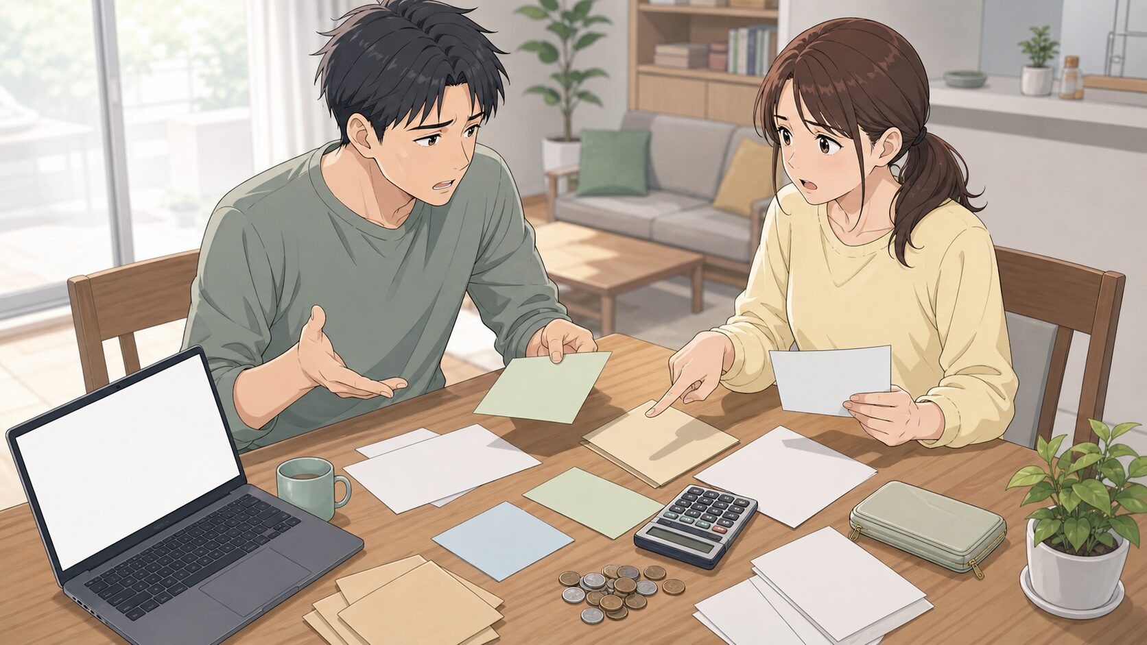 お金の使い方を話し合う夫婦