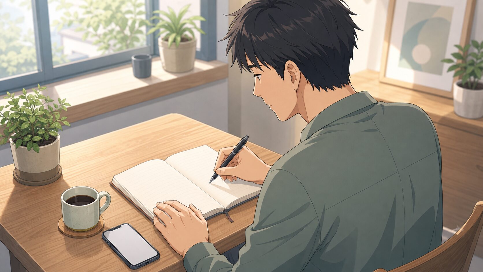 ムカついた気持ちをノートに書き出す既婚男性