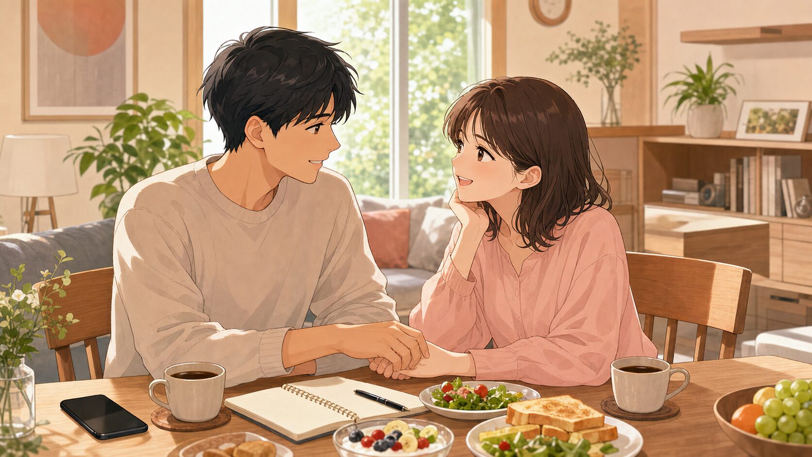 20代夫婦が夫婦生活の頻度改善について穏やかに話し合う様子