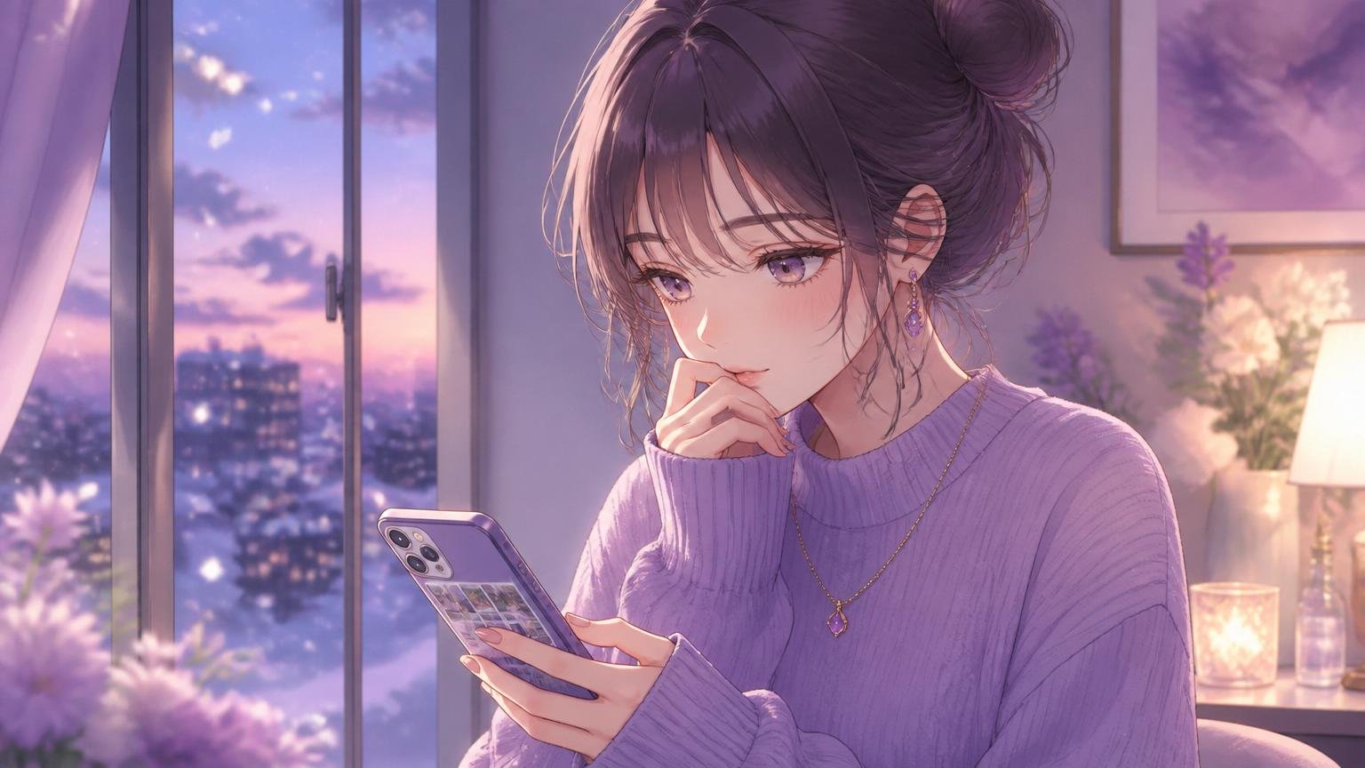 スマホの写真を確認する女性のイメージ