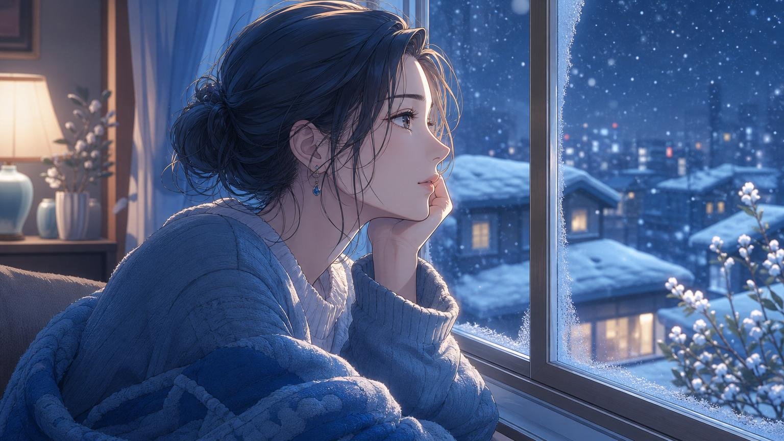 窓辺で静かに考える30代女性のイメージ