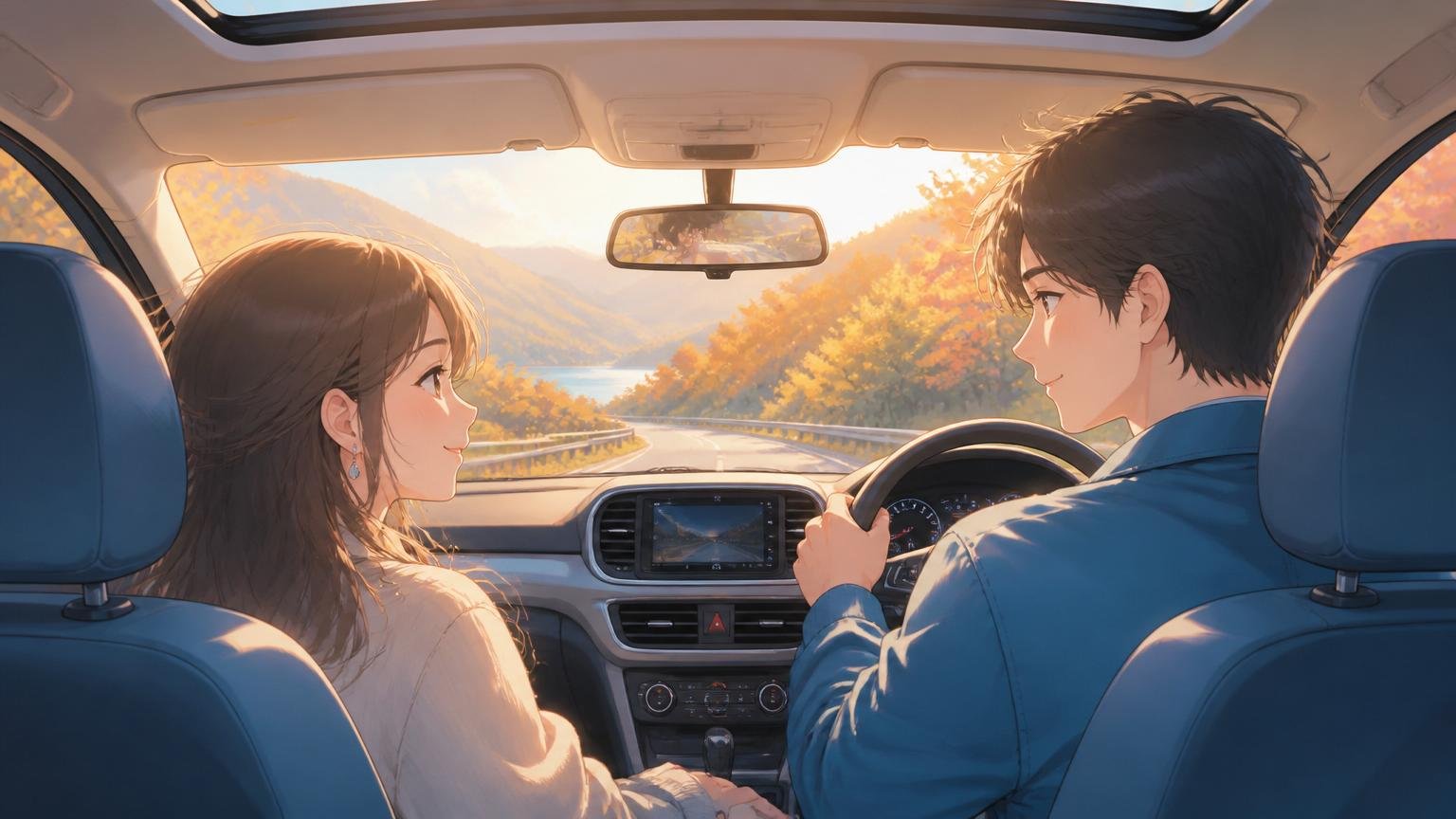 ドライブを楽しむ二人のイメージ