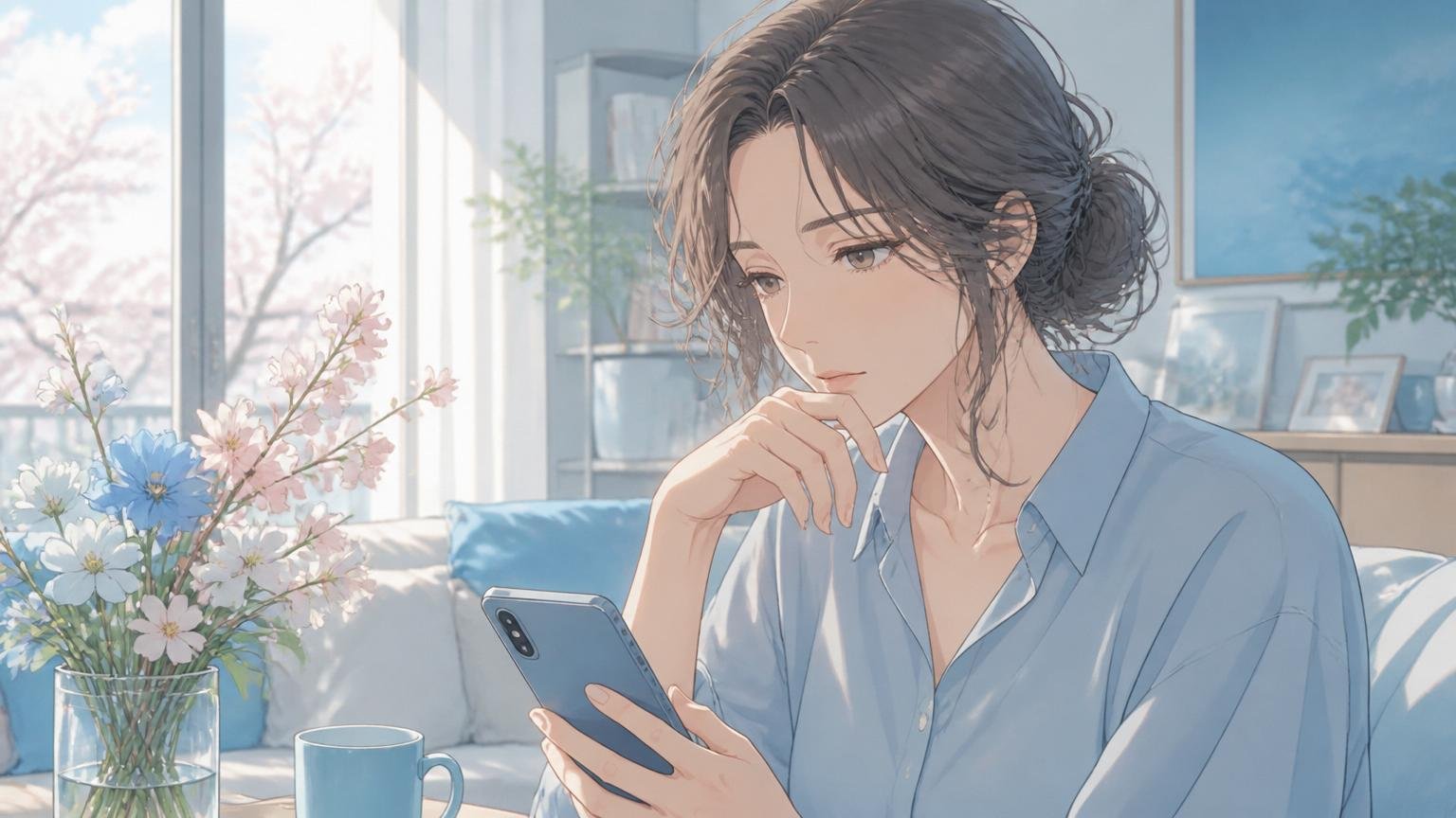 出会い方を考えながらスマホを見る人のイメージ