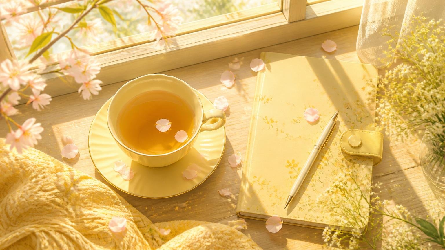 窓辺でお茶を飲みながら考える静かな情景
