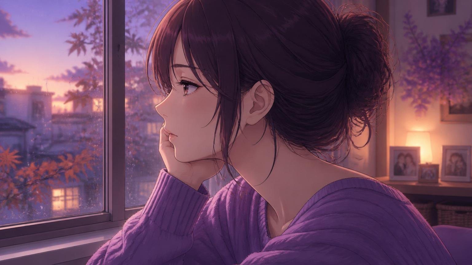 窓辺で物思いにふける既婚女性のイメージ