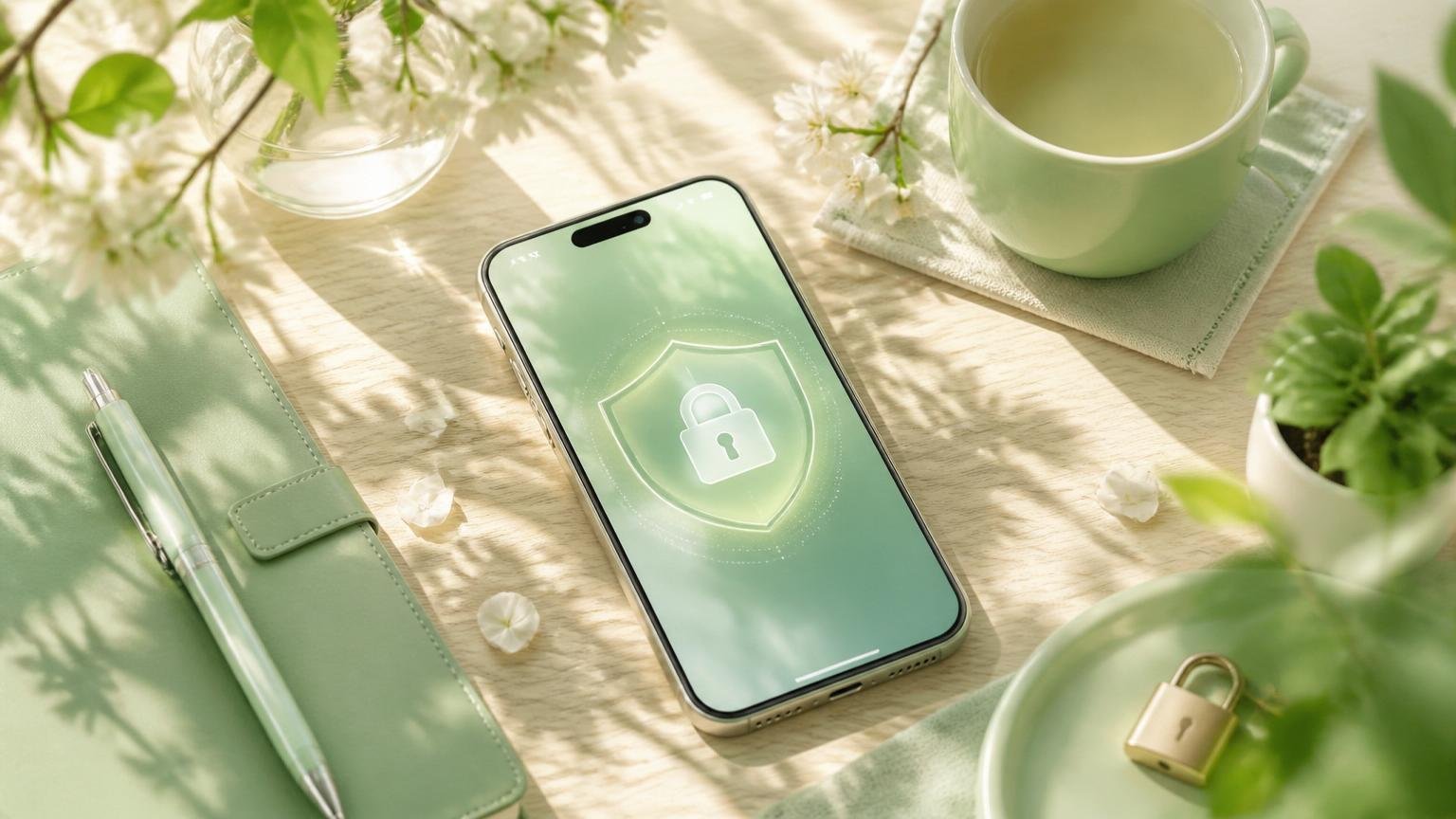 鍵マークとスマホで安全性を表すイメージ
