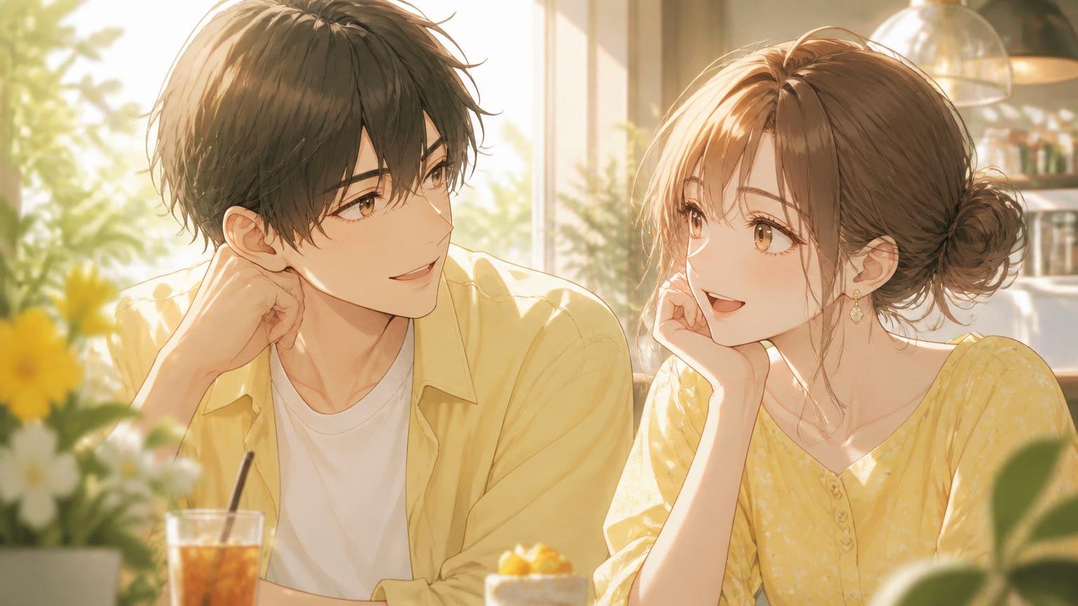 カフェで自然に会話する二人のイメージ