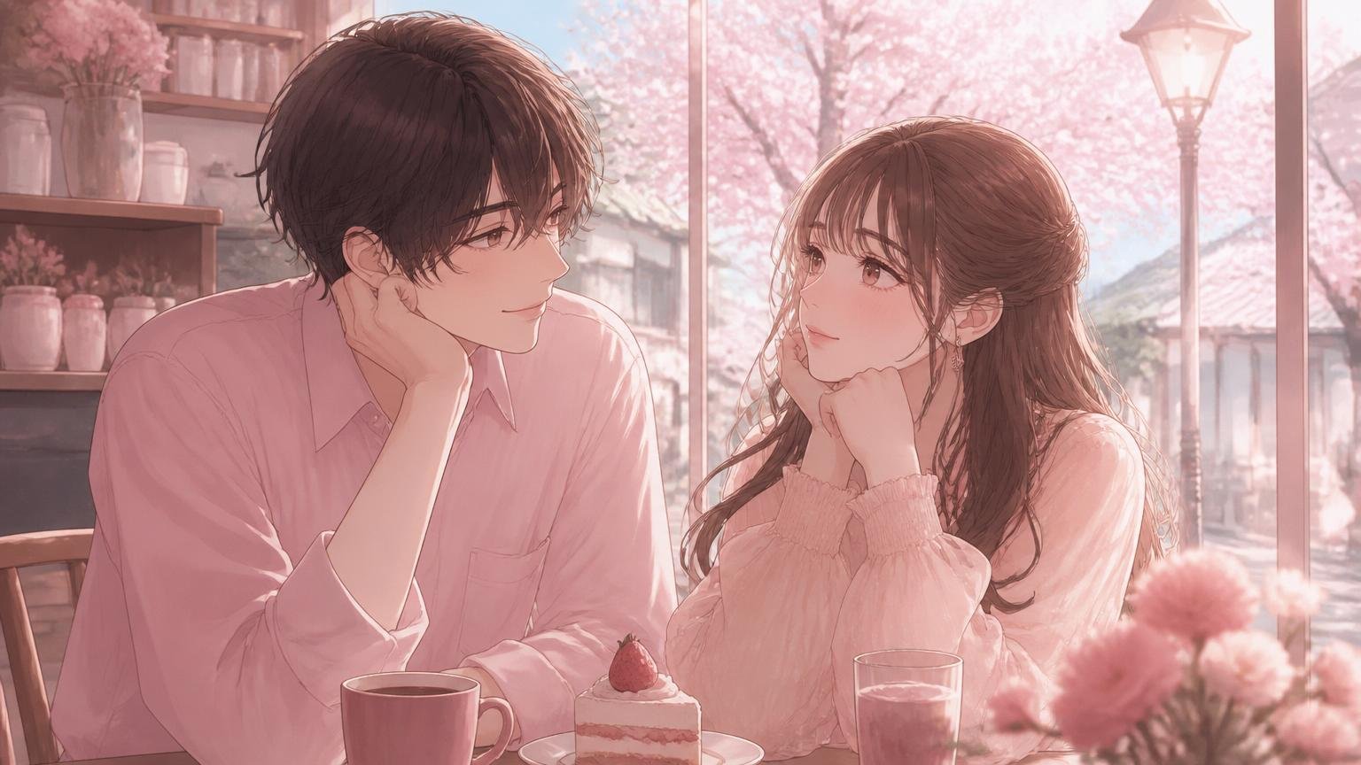 静かなカフェでくつろぐ男女のイメージ