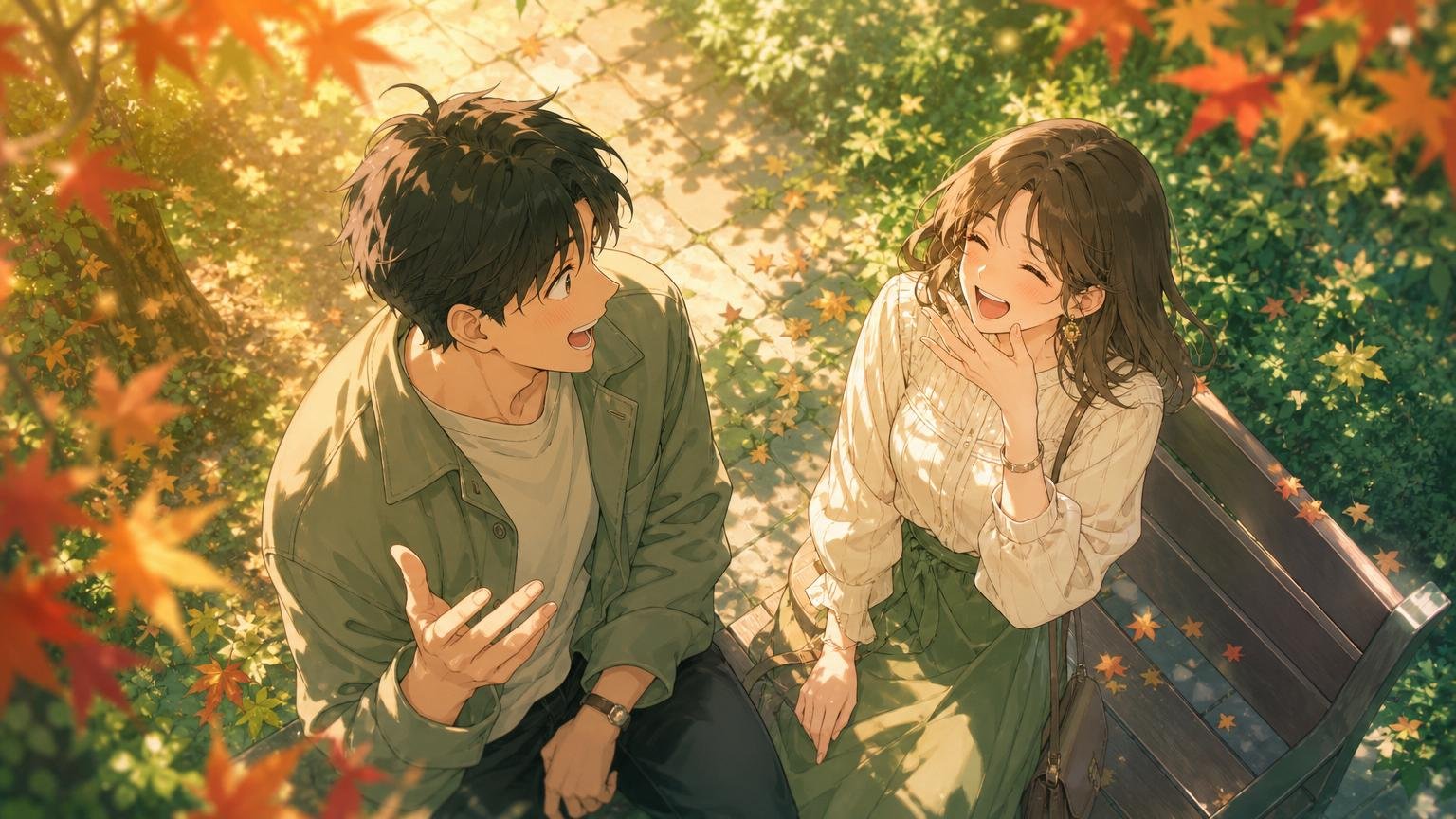 公園で笑い合う男女のイメージ