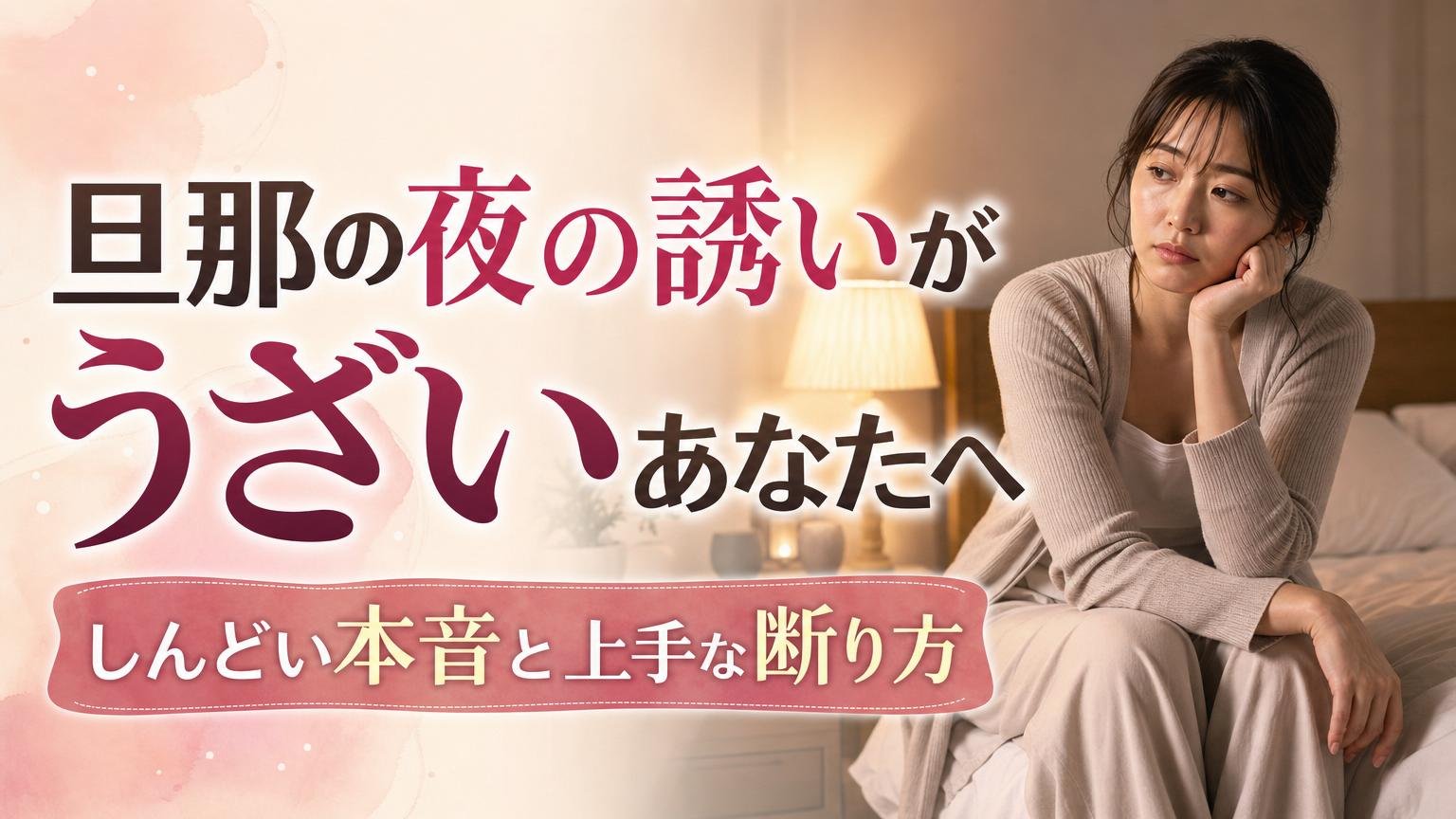旦那の夜の誘いがうざいと感じる既婚女性に向けて本音と断り方・心の整理術を解説するアイキャッチ画像