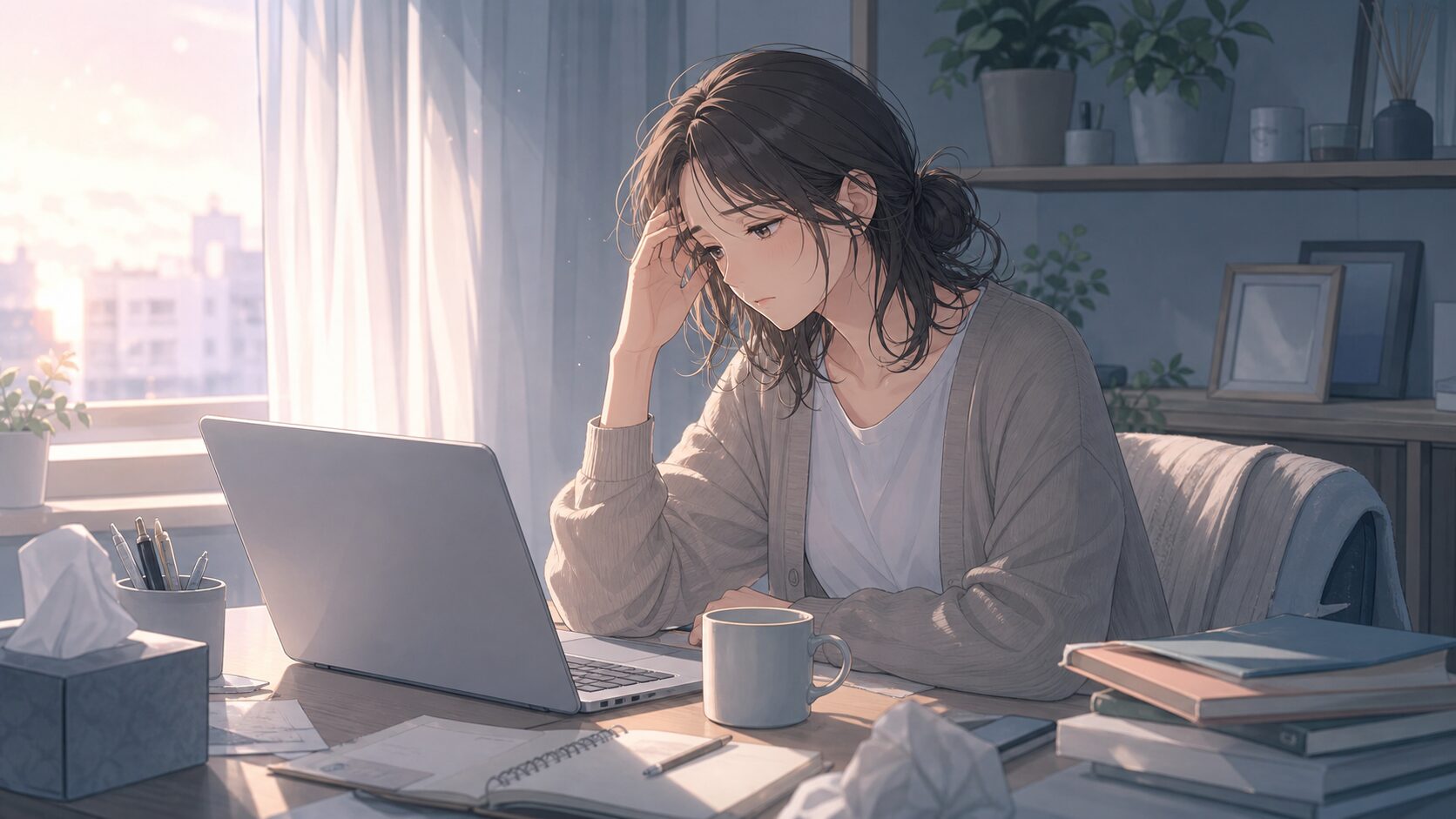 恋愛の辛さで日常生活に支障が出ている女性
