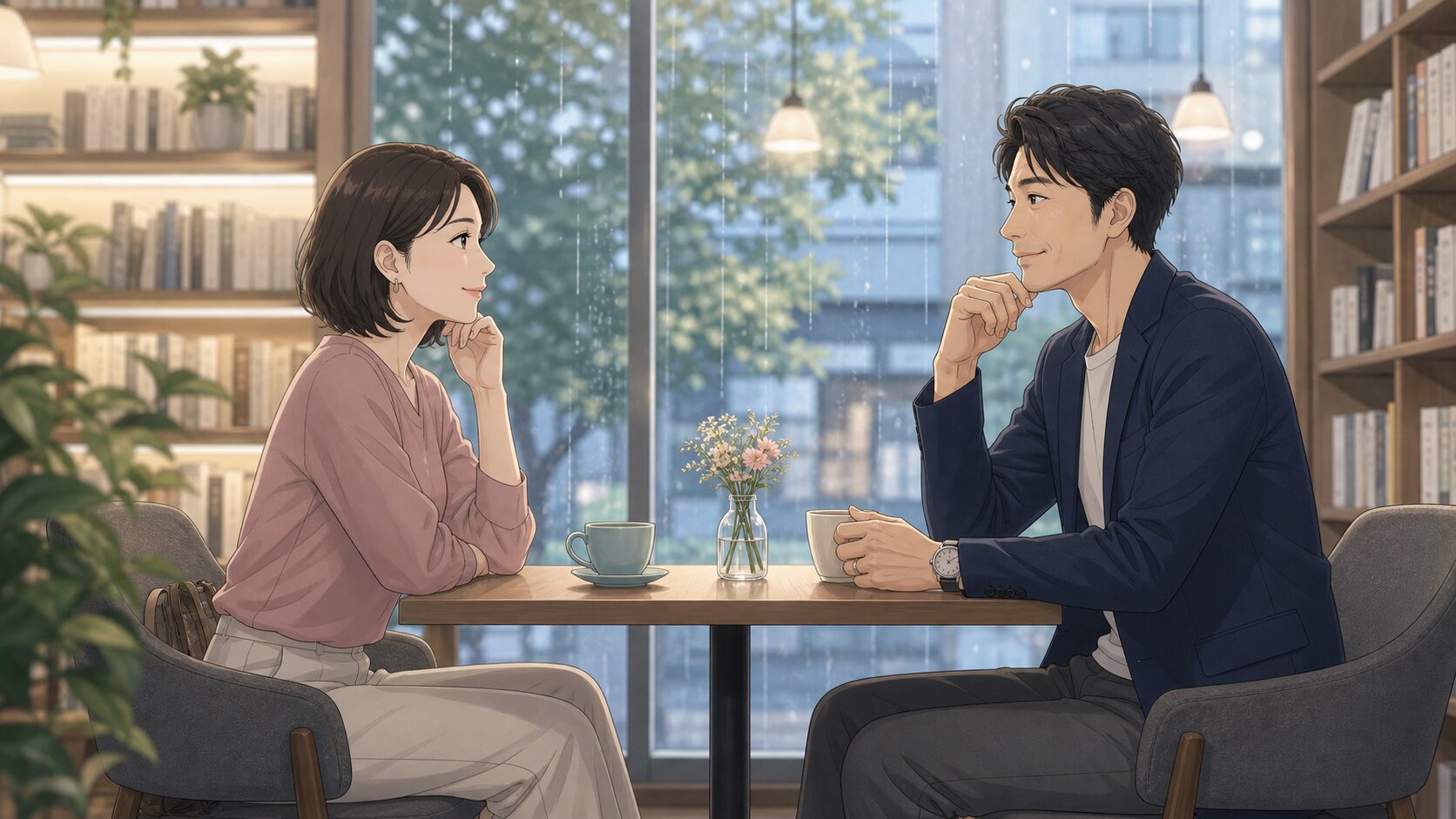 異性と適切な距離感で会話する既婚者