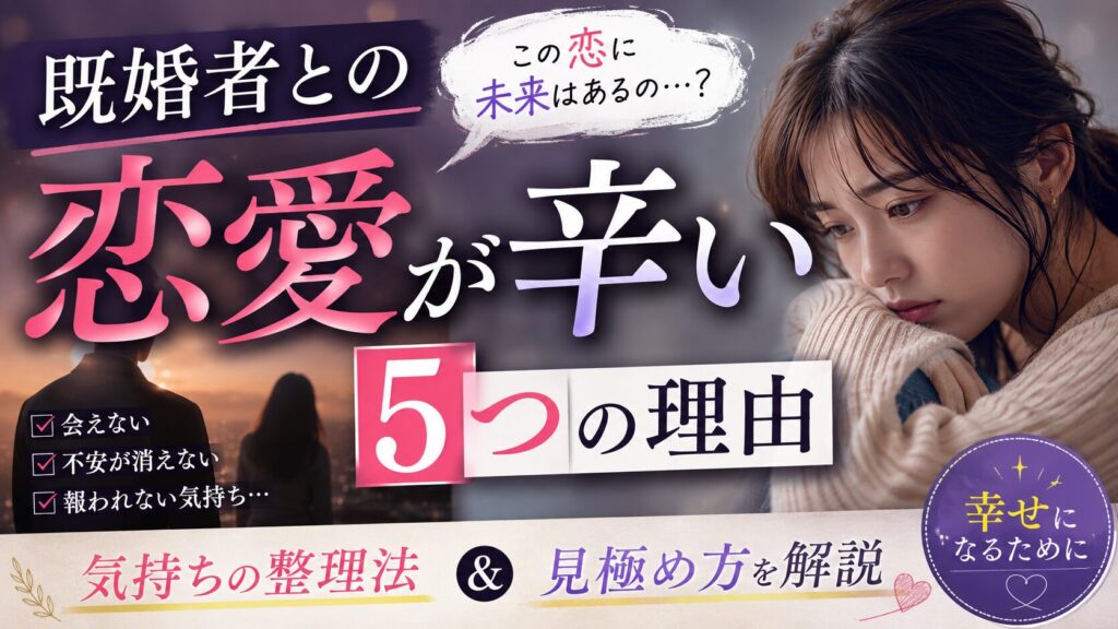 既婚者との恋愛が辛い理由5つ|気持ちの整理法と見極め方を解説