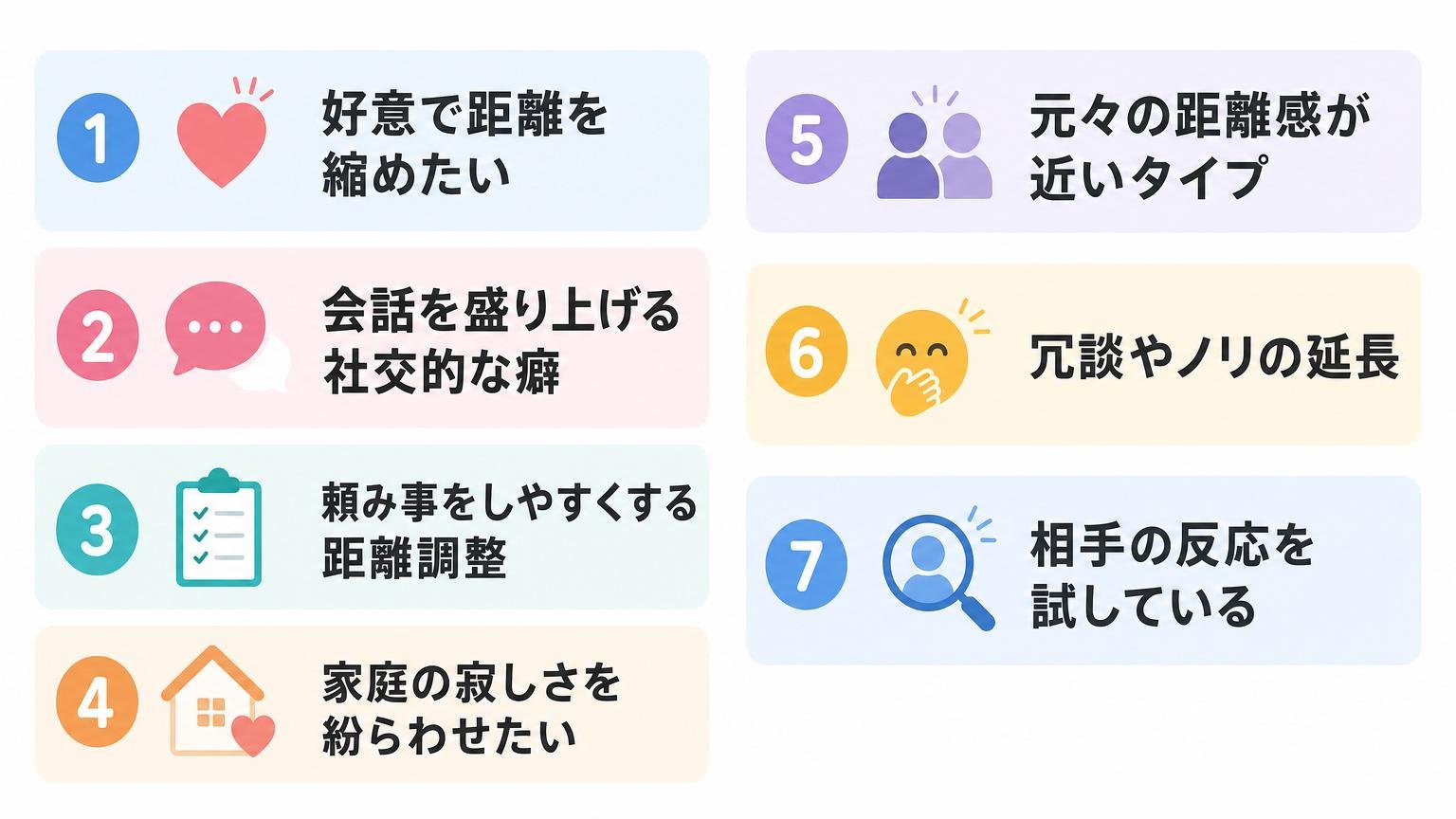 既婚女性が職場でボディタッチする7つの心理パターンを一覧でまとめた図解