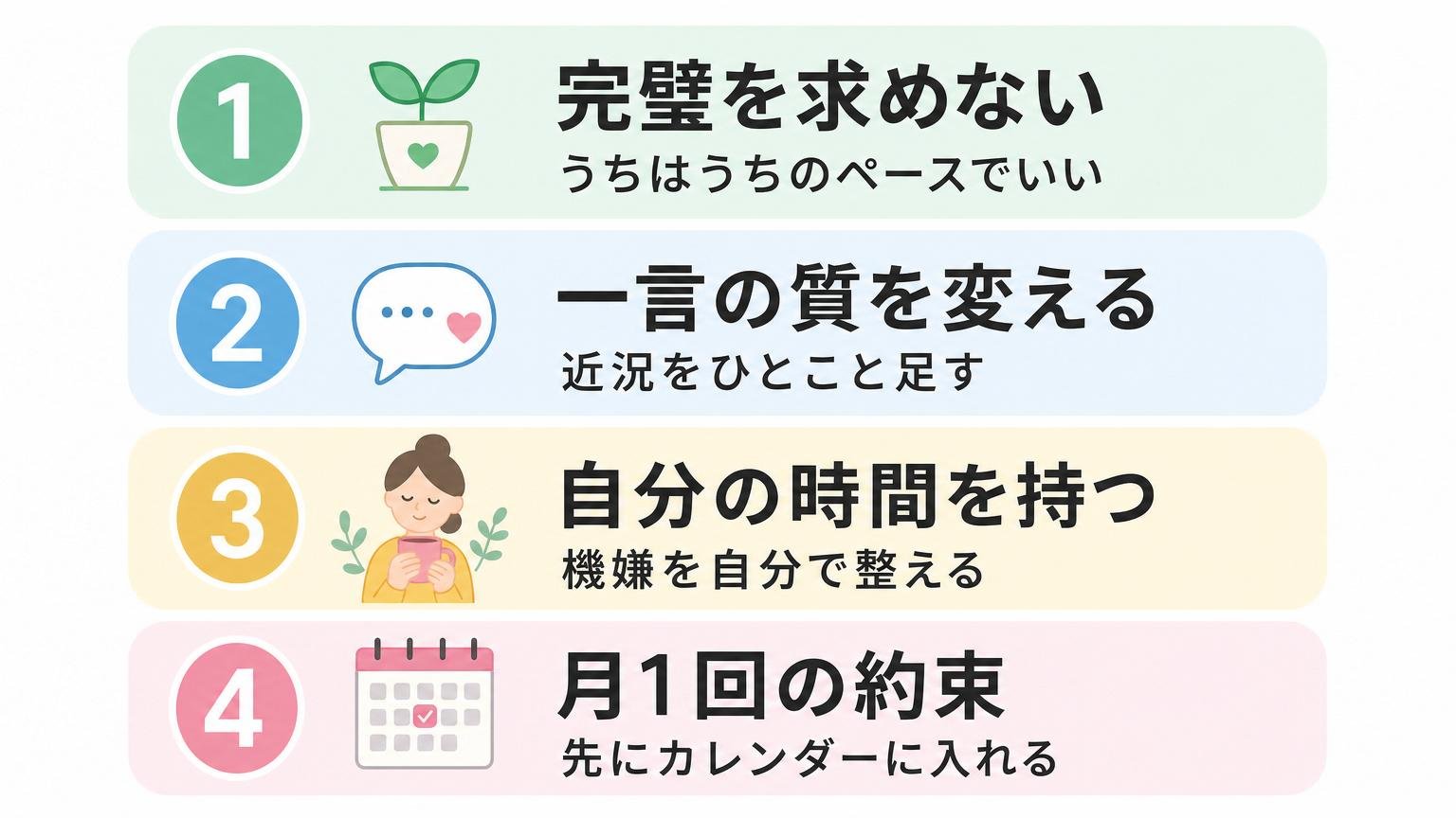 関係を壊さずにできる4つの対処法を一覧でまとめた図解