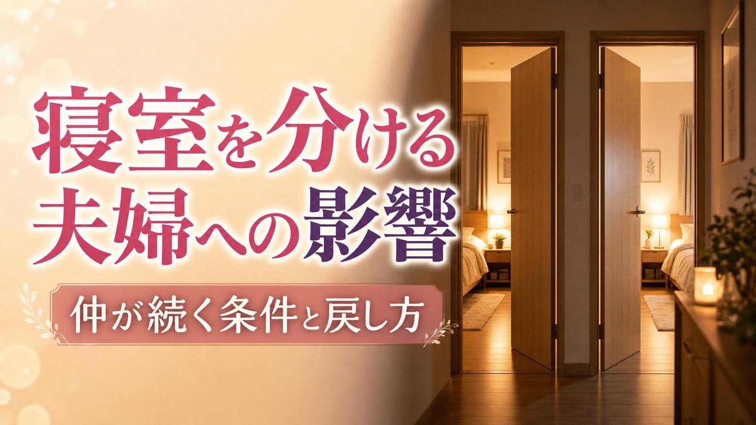 寝室を分ける夫婦への影響と、仲が続く条件・戻し方を既婚男性が解説するアイキャッチ画像