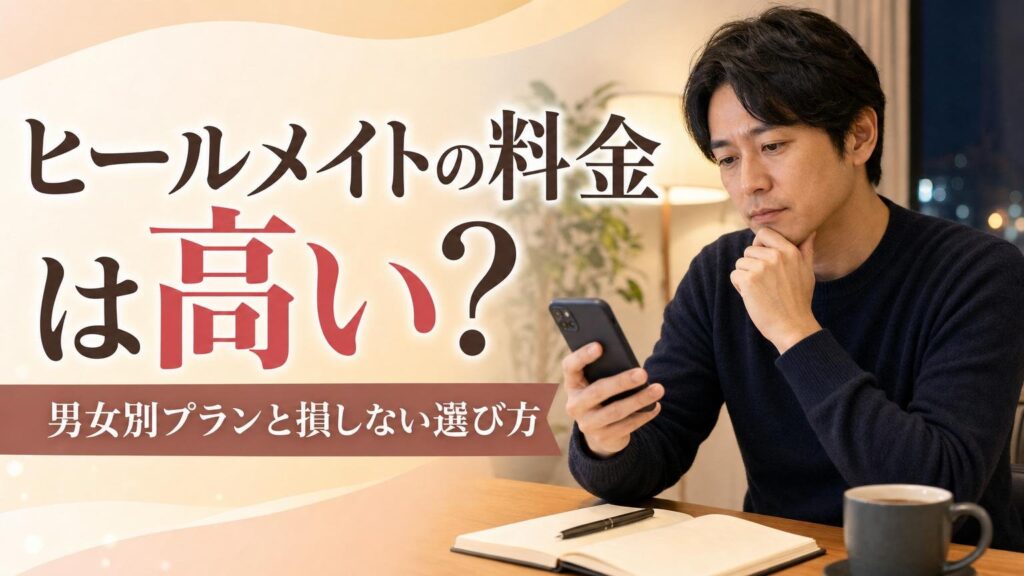 ヒールメイトの料金は高いのか男女別プランと損しない選び方を既婚男性が解説するアイキャッチ画像