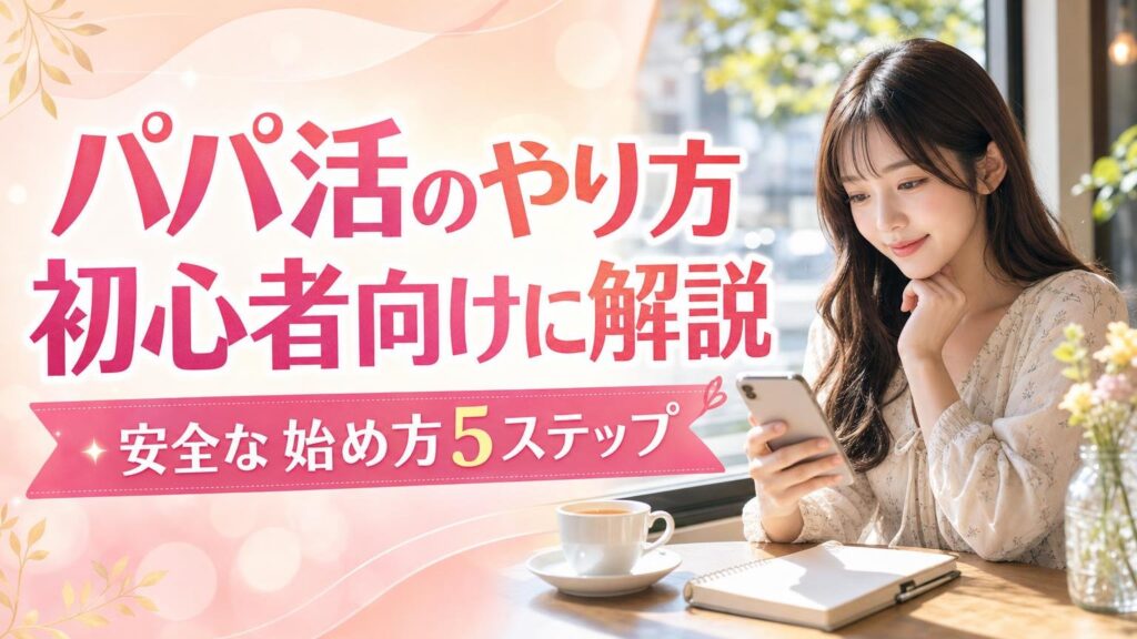 パパ活のやり方を初心者向けに安全な始め方5ステップで解説するアイキャッチ画像