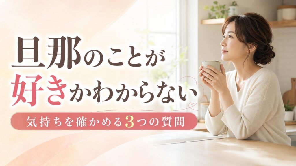 旦那のことが好きかわからないと悩む妻が気持ちを確かめる3つの質問を解説するアイキャッチ画像